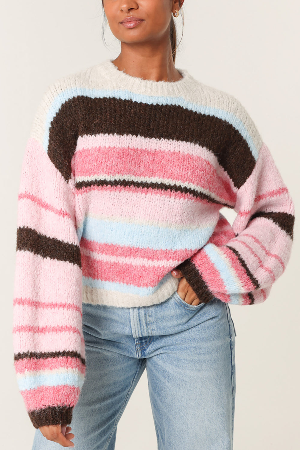 TAMARA PINK STRIPED KNITTRD JUMPER