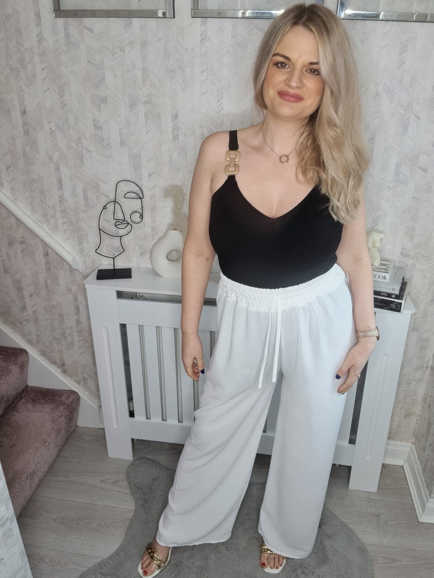 SANDY ELASTICATED WAIST SUMMER PANTS - WHITE (MORE COLOURS AVAILABLE)