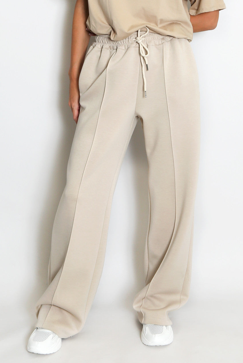 DANA WIDE LEG JOGGERS - CREAM / BEIGE