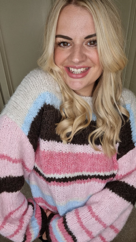 TAMARA PINK STRIPED KNITTRD JUMPER