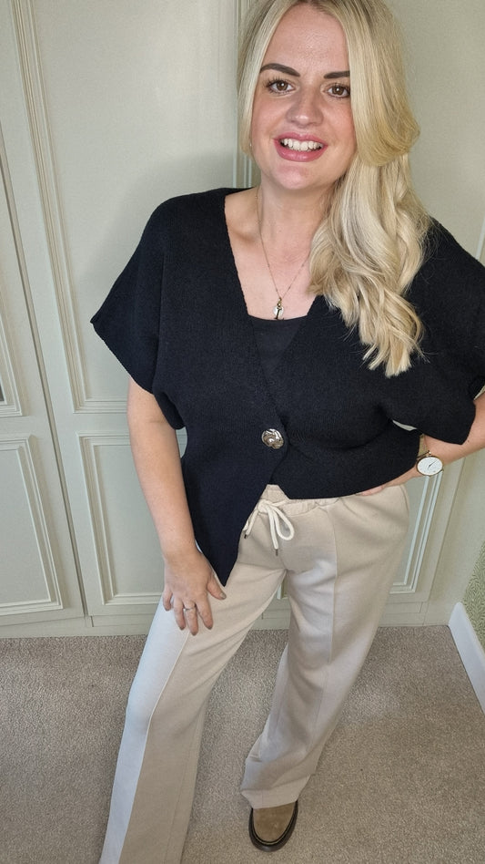 DANA WIDE LEG JOGGERS - CREAM / BEIGE