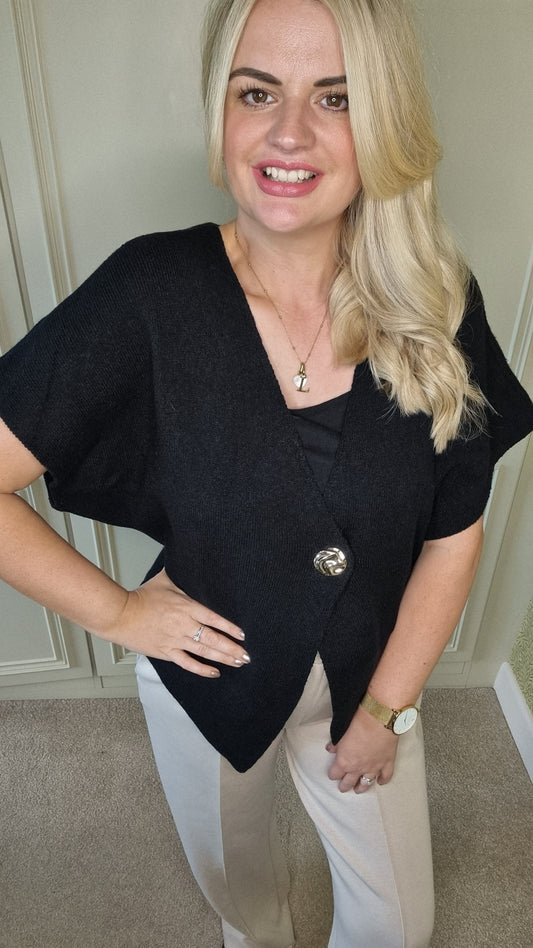 EVELYN GOLD BUTTON SHAWL TOP