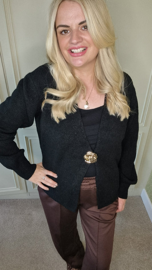 TAWNY BLACK GOLD BUTTON CARDIGAN