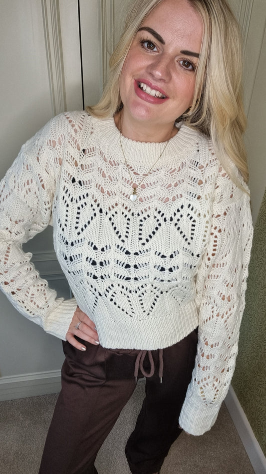 ROWENA POINTELLE KNIT CROP JUMPER