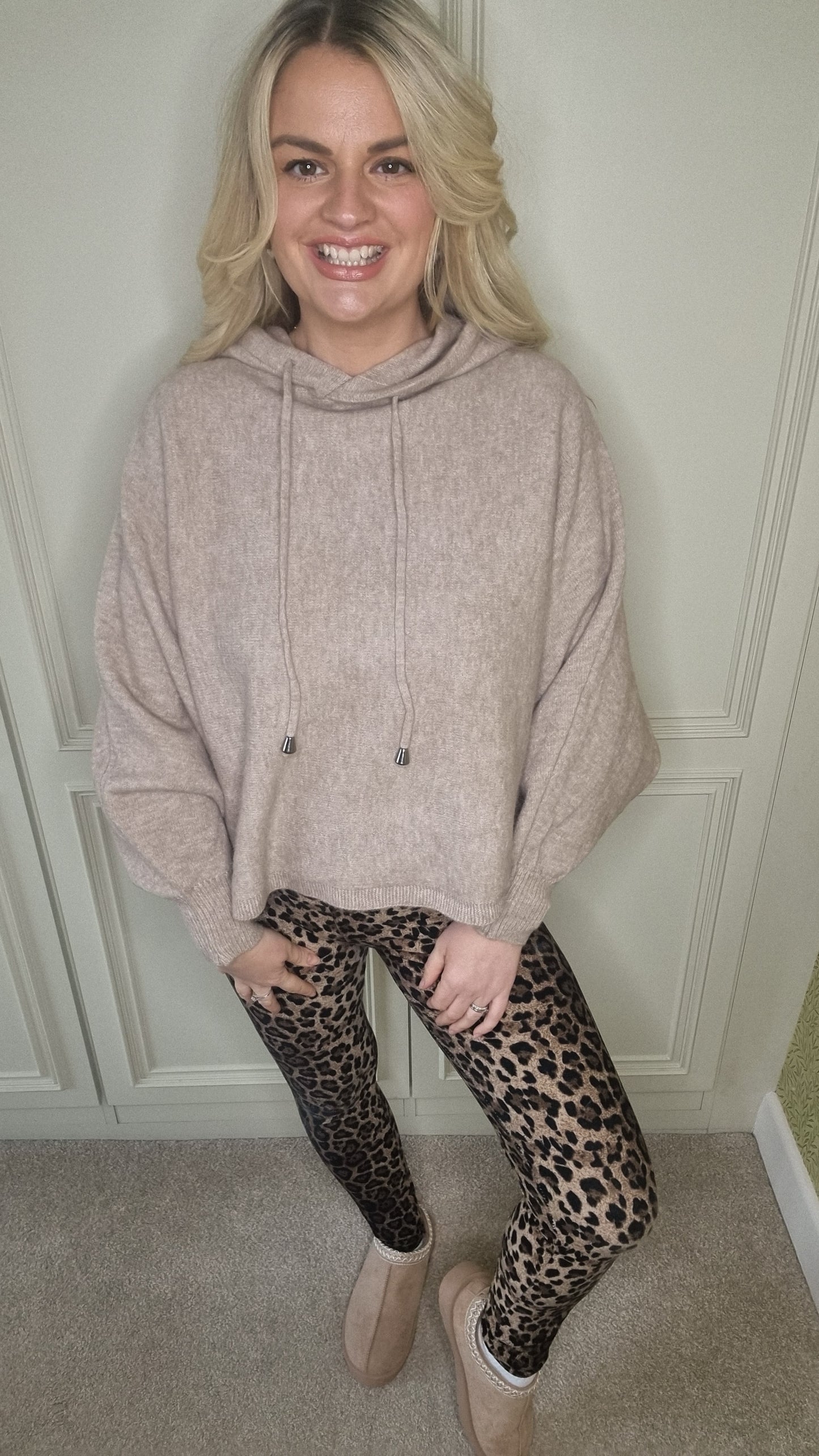 KHLOE PUFF SLEEVE BOXY KNIT HOODIE