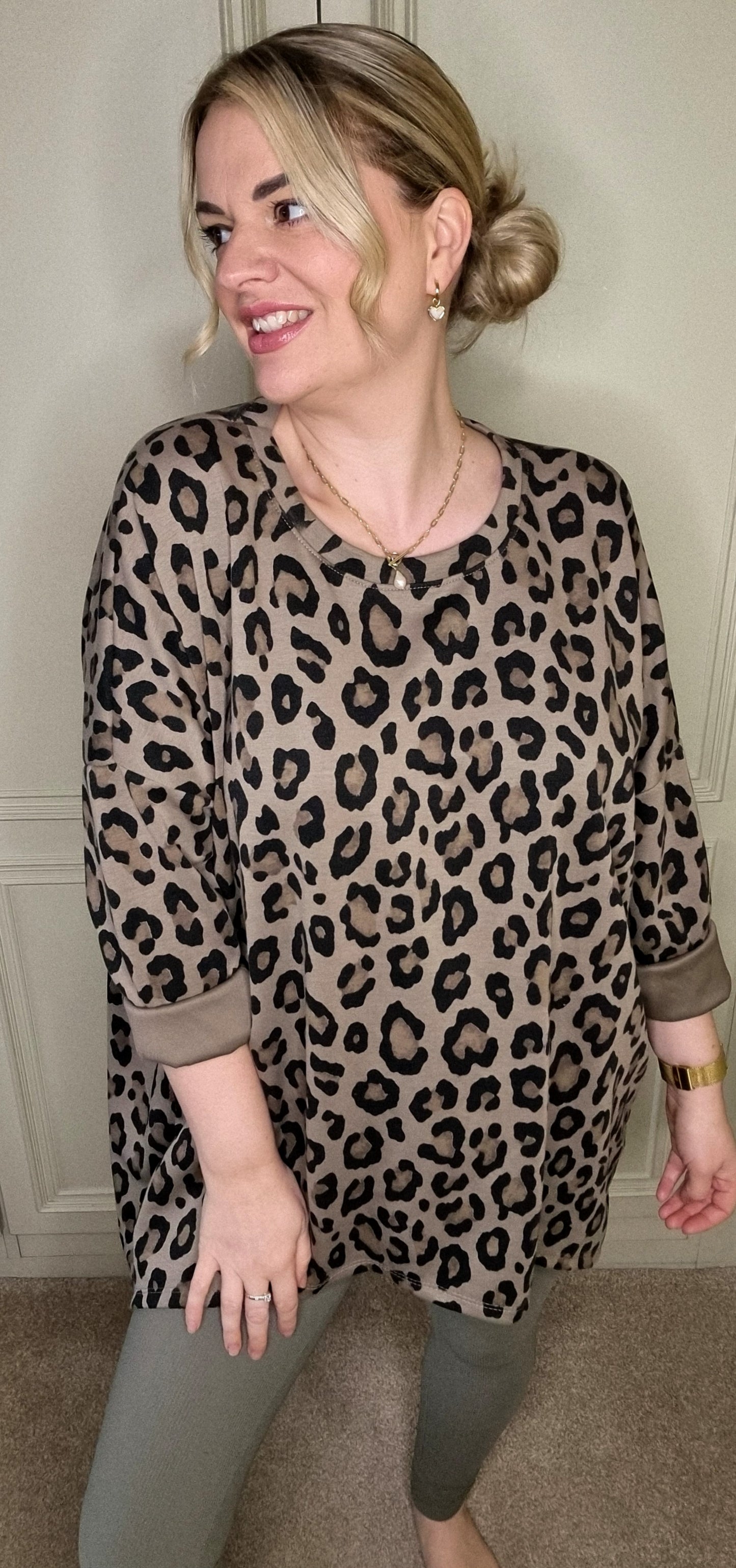 LAUREN LEOPARD OVERSIZED LONG SLEEVE TOP