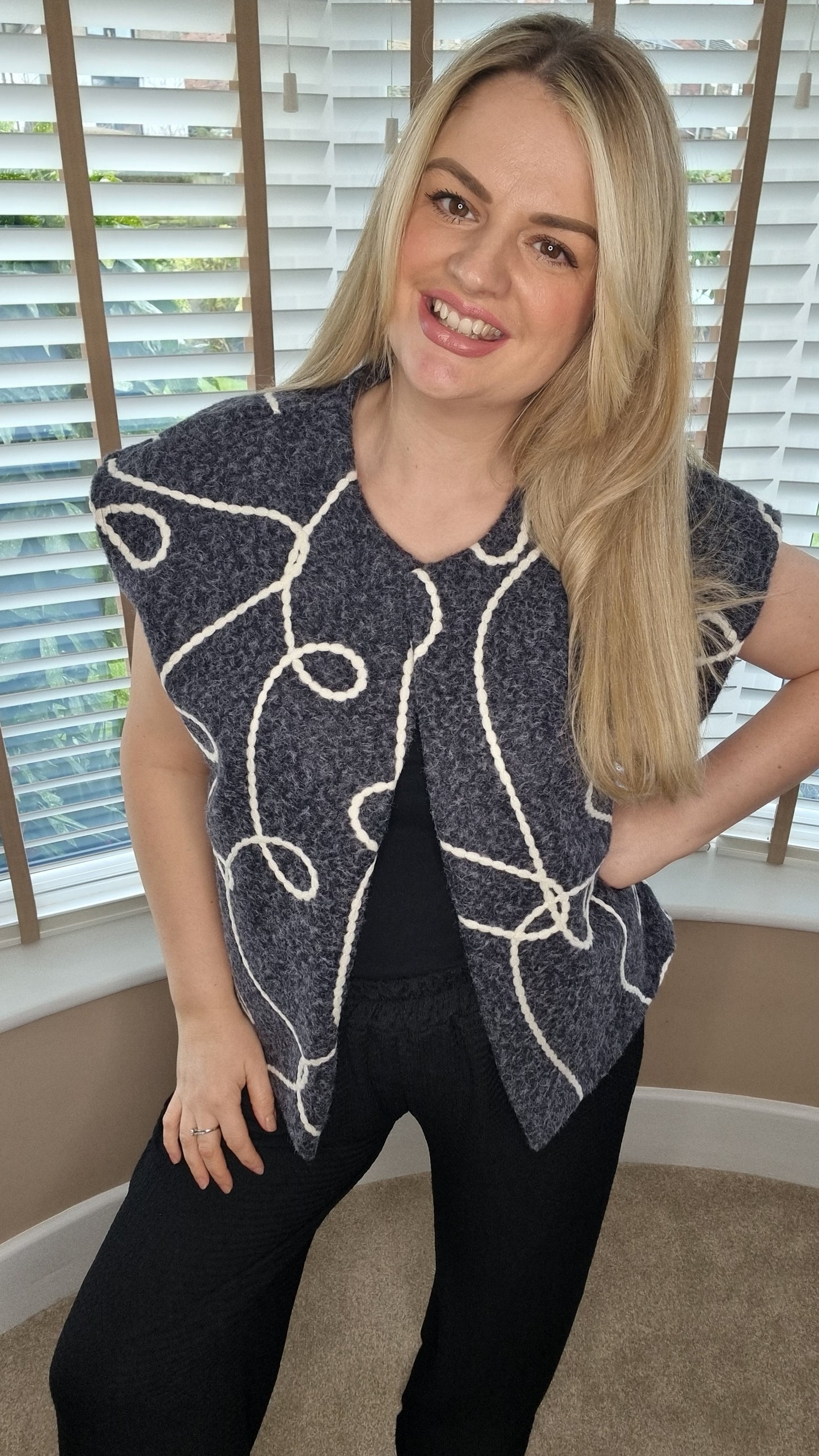 TABITHA BRUSHED FEEL CHARCOAL WAISTCOAT