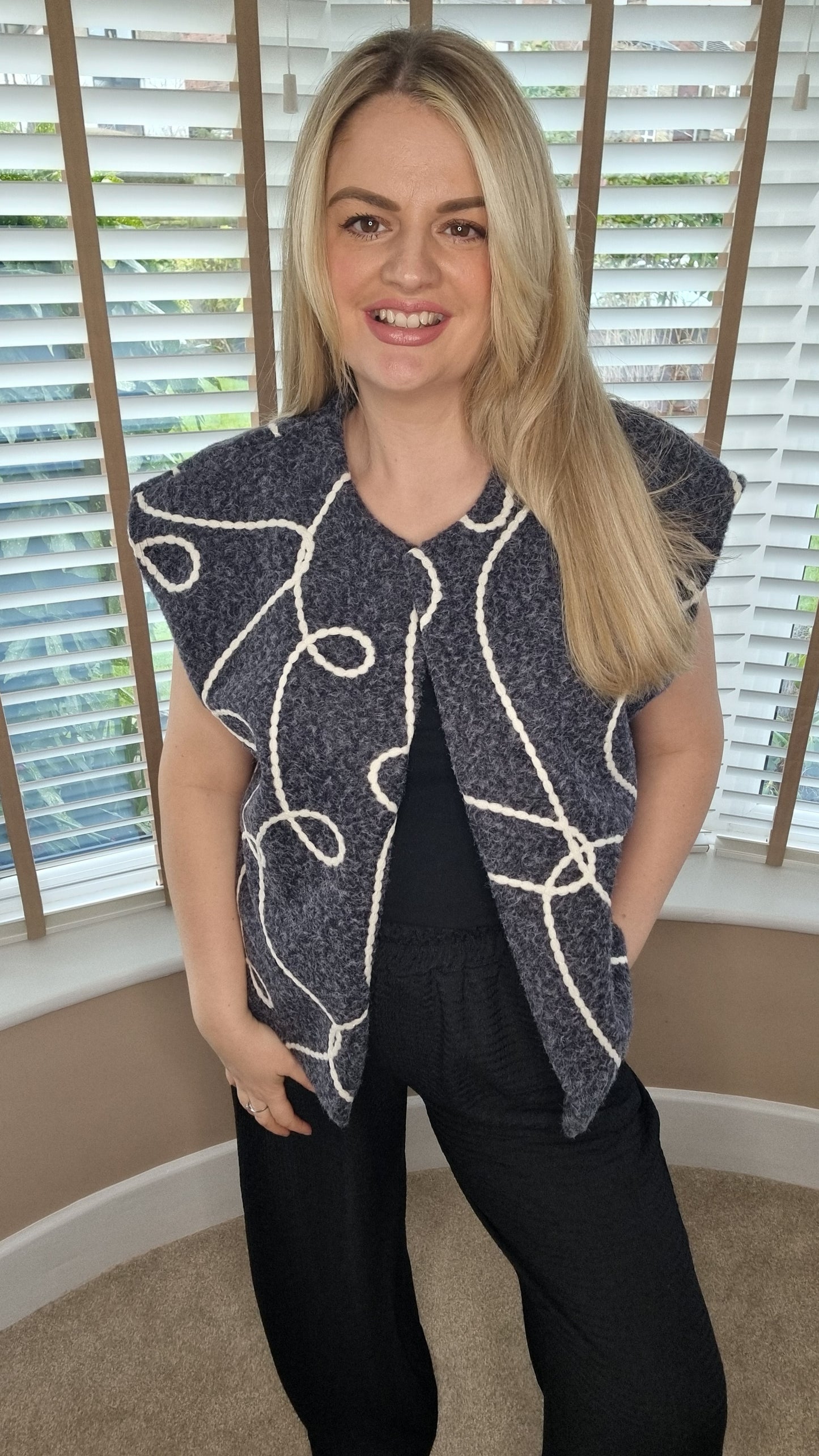 TABITHA BRUSHED FEEL CHARCOAL WAISTCOAT