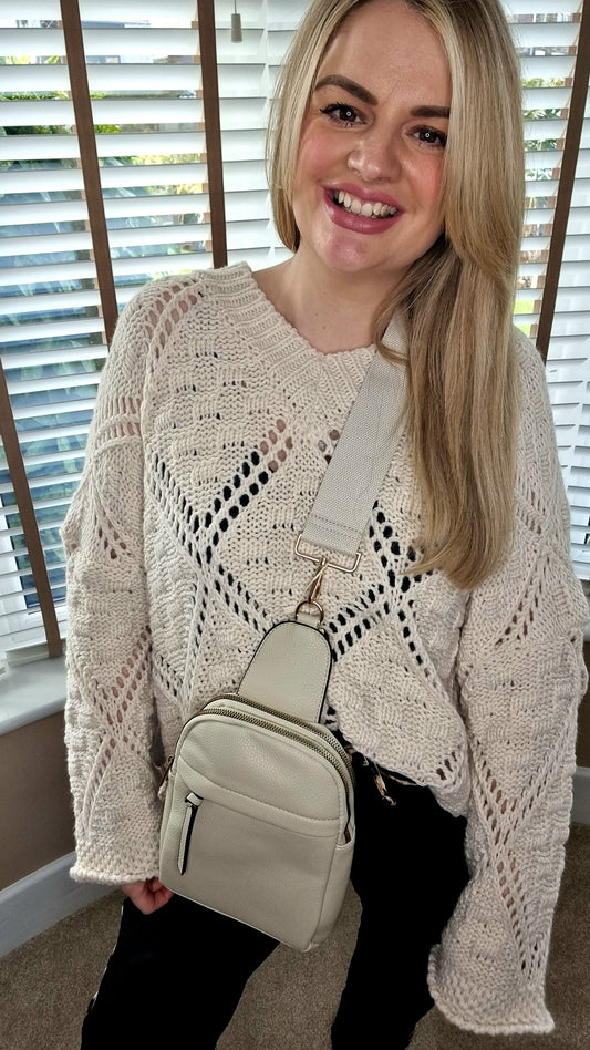 VALENCIA CROSS BODY FRONT BAG - ASHY