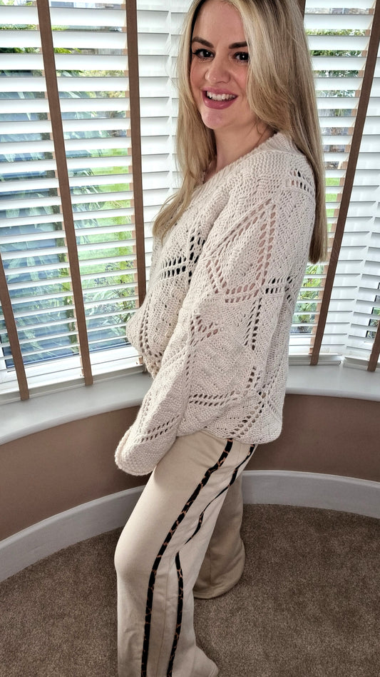 NATALIE THICK LEOPARD SIDE STRIPE JOGGERS