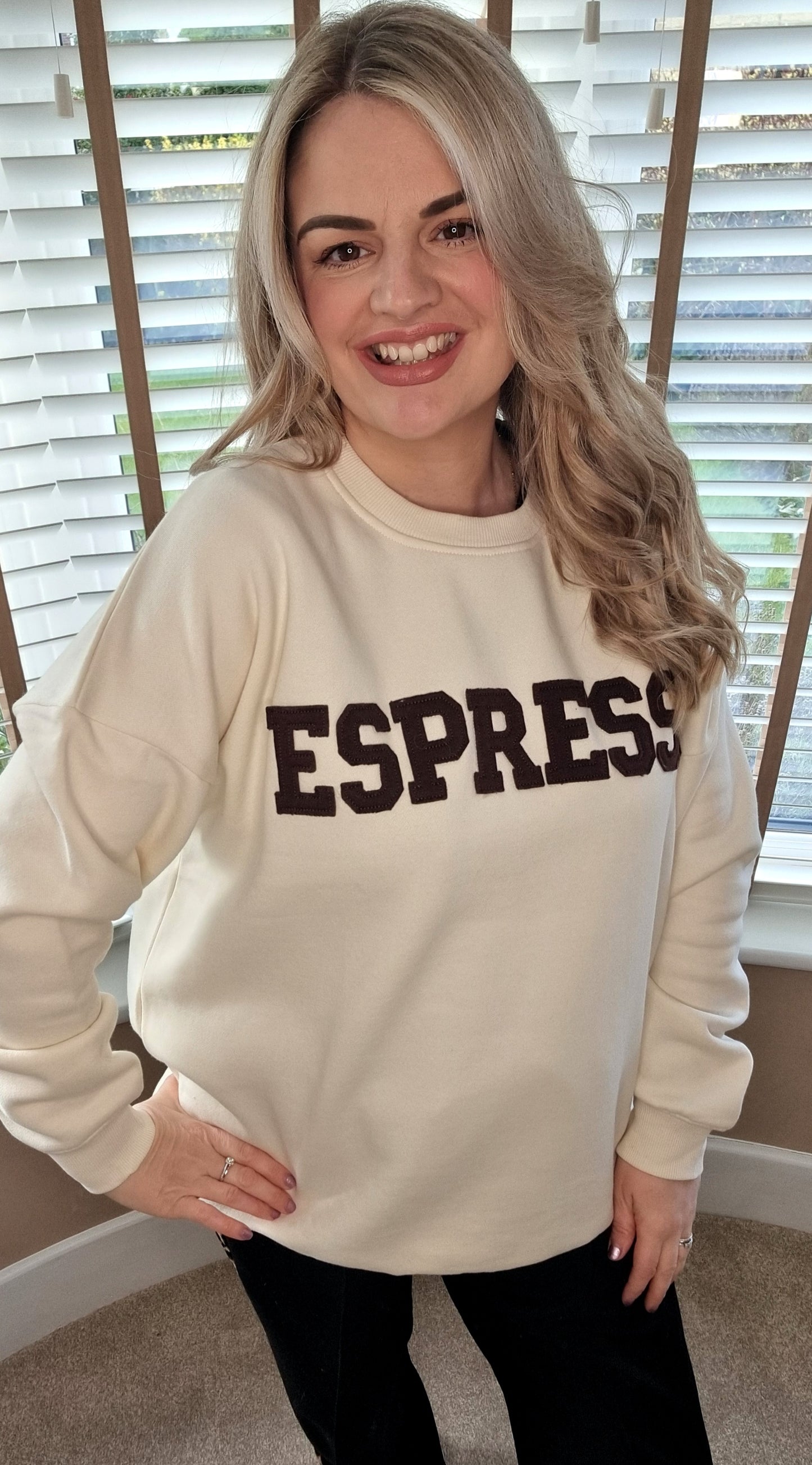 SABRINA ESPRESSO CREW NECK SWEATSHIRT