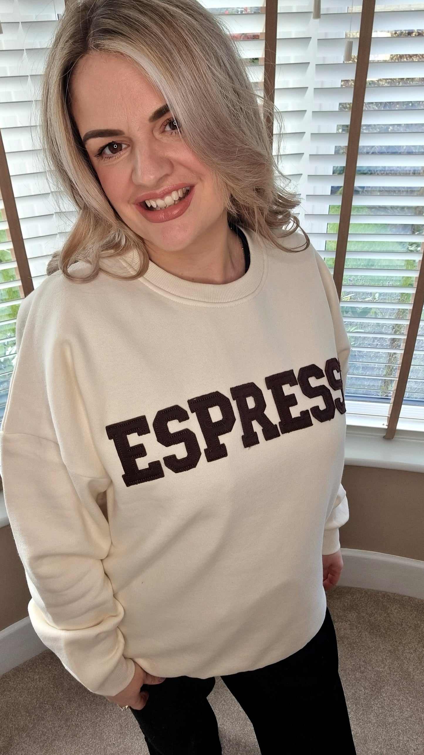 SABRINA ESPRESSO CREW NECK SWEATSHIRT