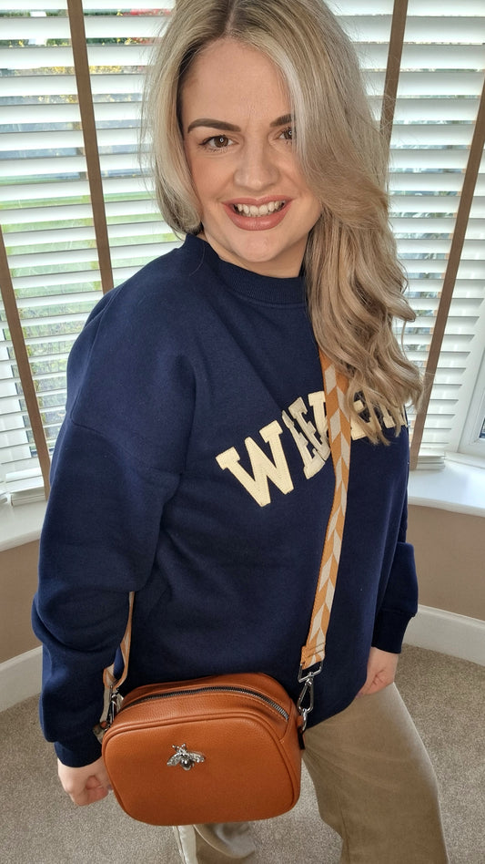 CARERRA CROSS BODY BAG WITH BEE - TAN