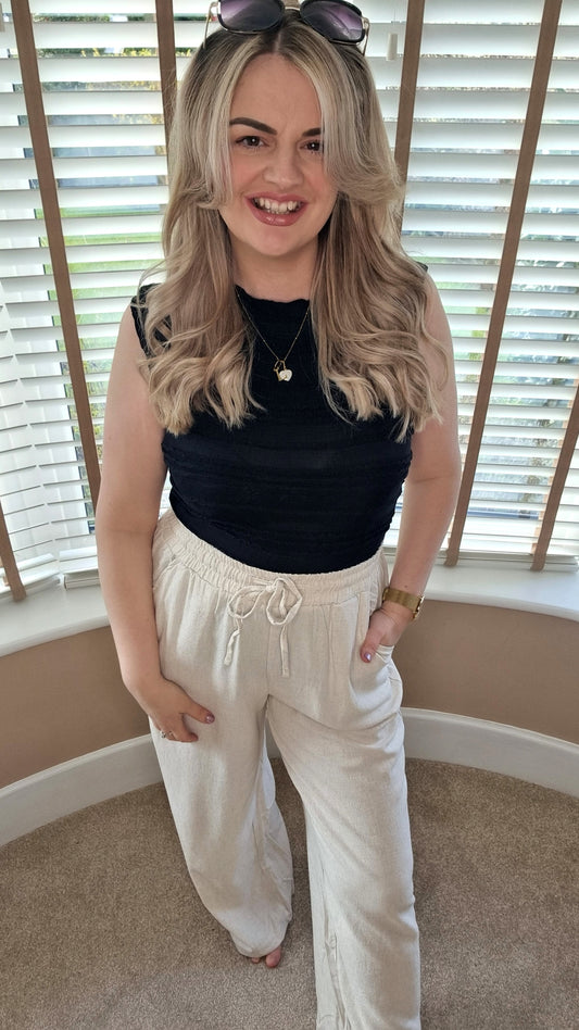 ASHLEY LINEN LOOK DRAWSTRING TROUSERS