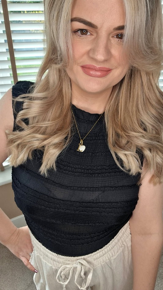 BRANDY TEXTURED TOP - BLACK