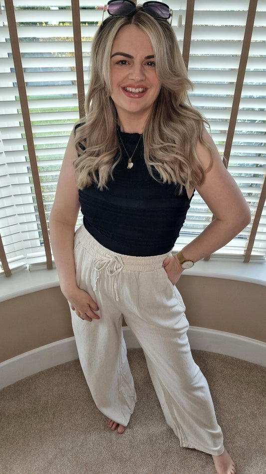 ASHLEY LINEN LOOK DRAWSTRING TROUSERS