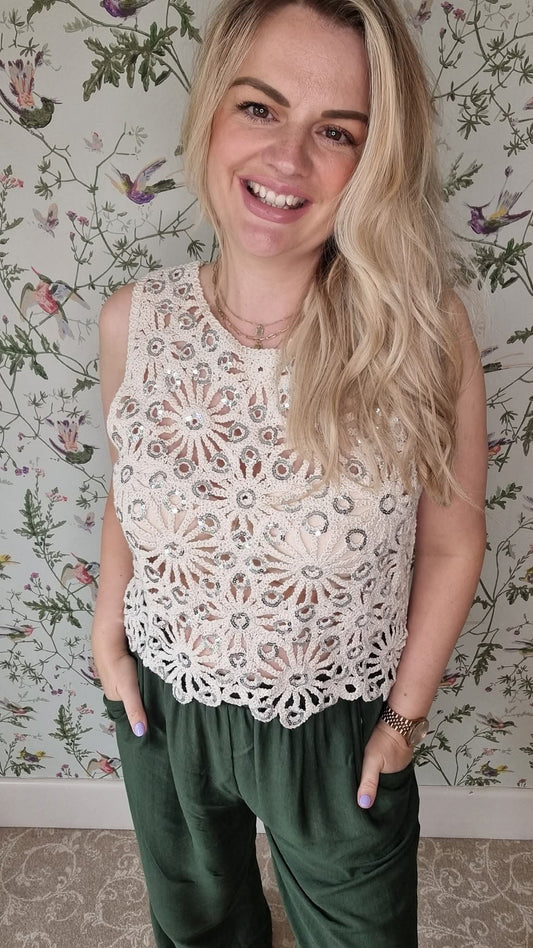 ANYA SEQUIN CROCHET TOPS