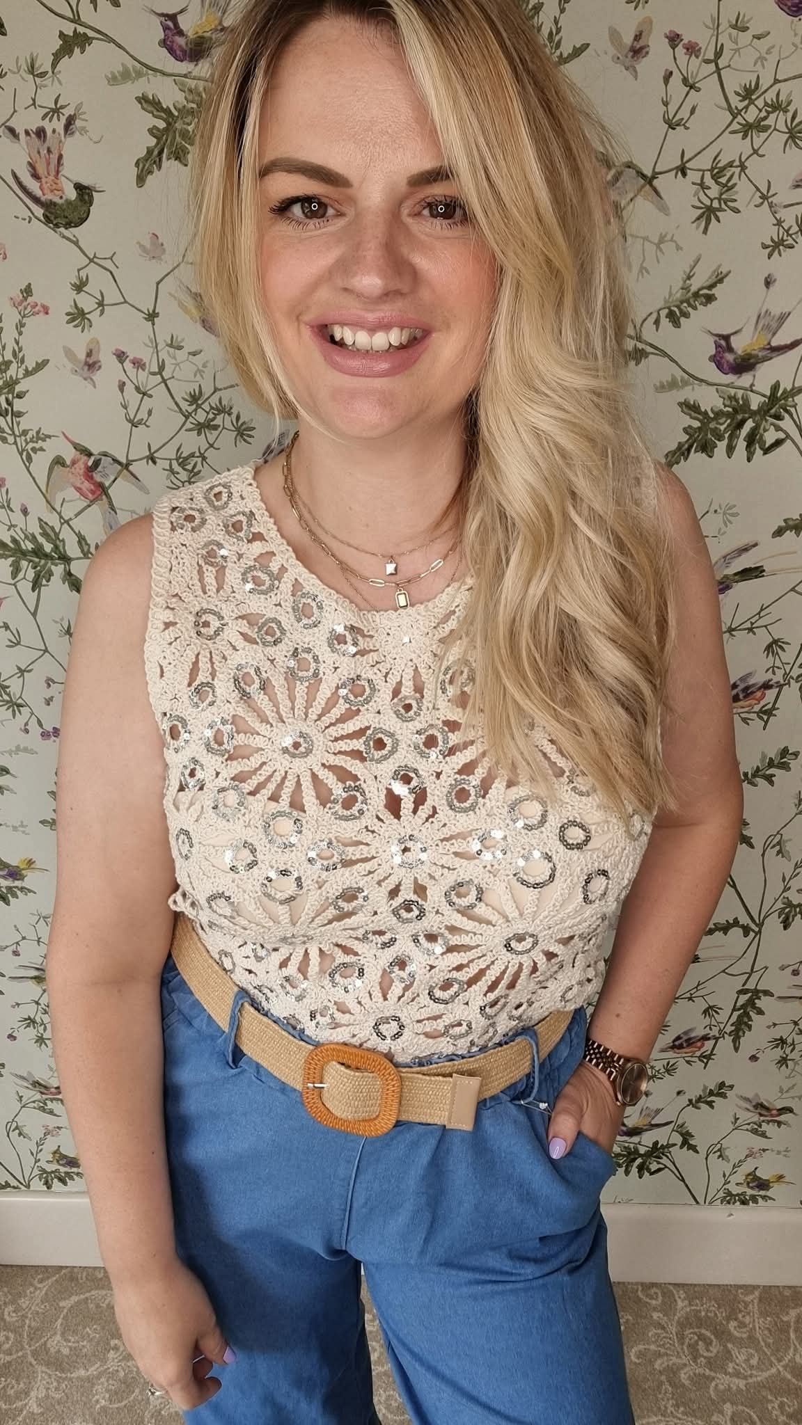 ANYA SEQUIN CROCHET TOPS