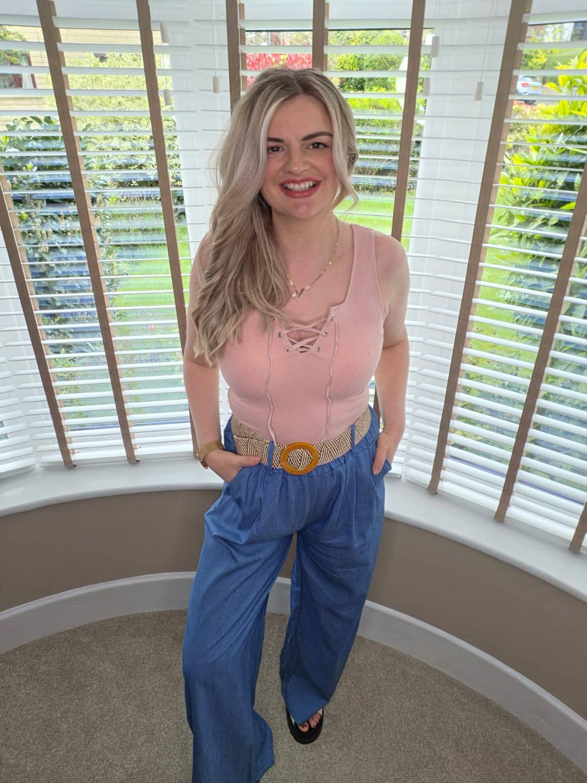FLISS BLUSH PINK RIBBED VEST TOP