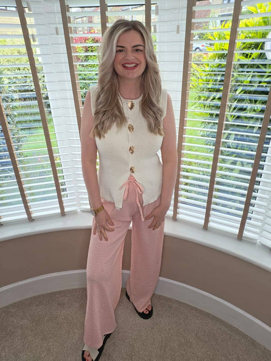 ALI CRINKLE LOOSE SUMMER PANTS - PINK