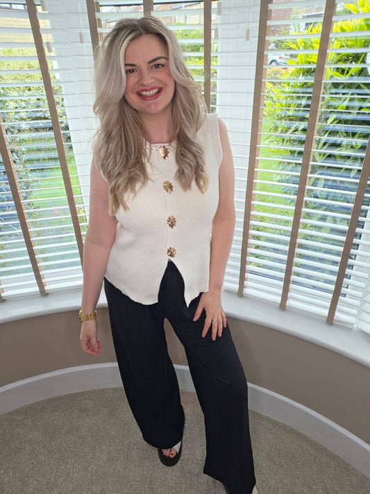 ALI CRINKLE LOOSE SUMMER PANTS - BLACK