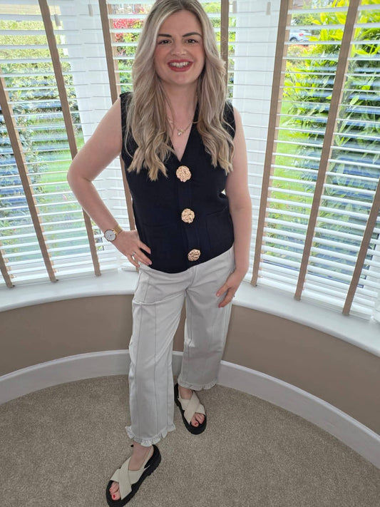 CAPRICE RUFFLE HEM SEAM TROUSERS
