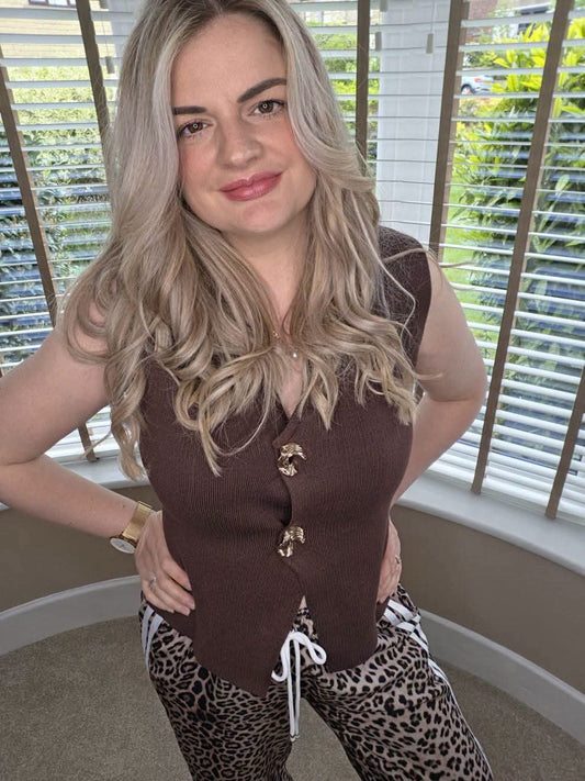 BONNIE - BROWN WAIST COAT TOP