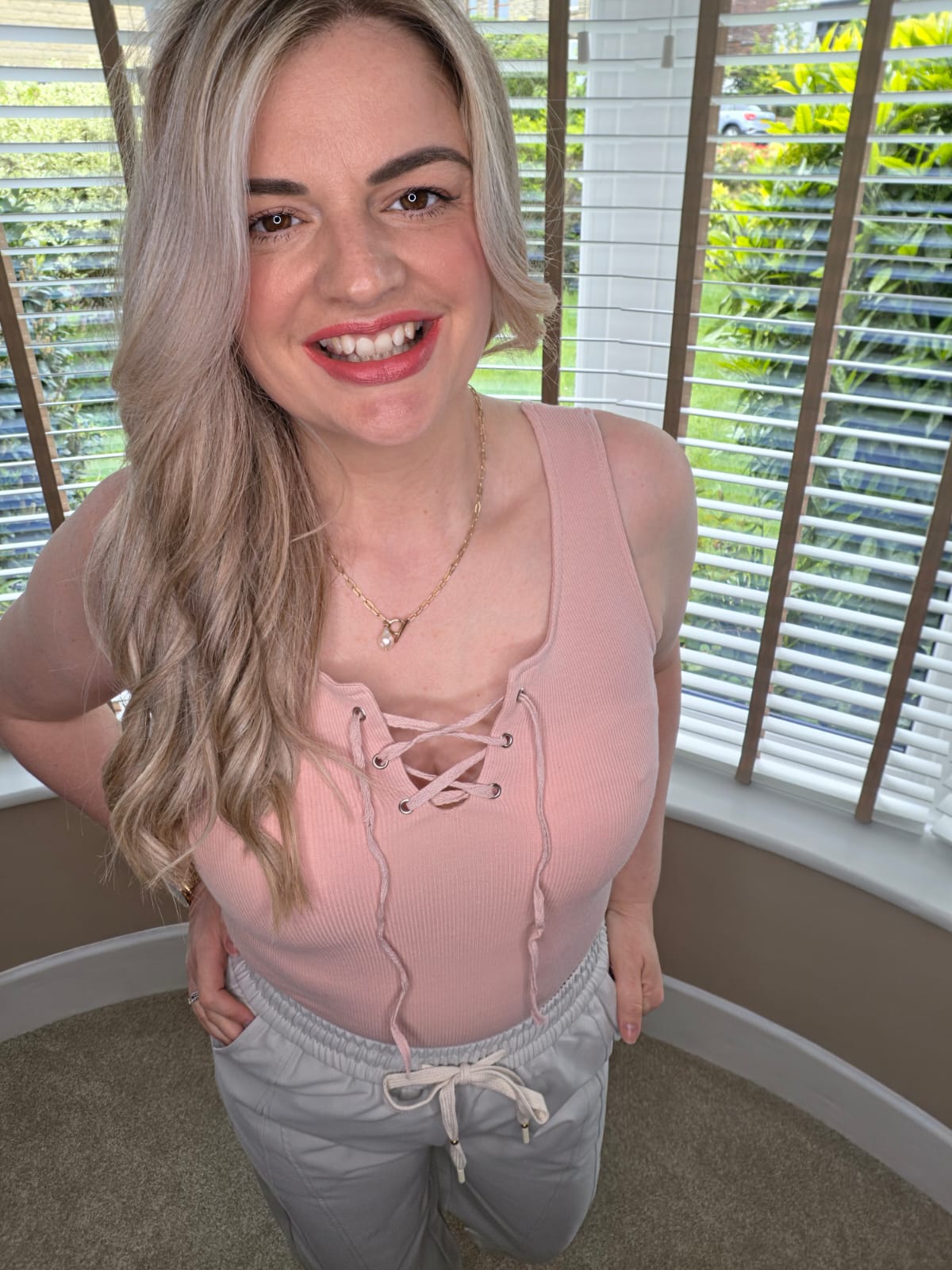 FLISS BLUSH PINK RIBBED VEST TOP