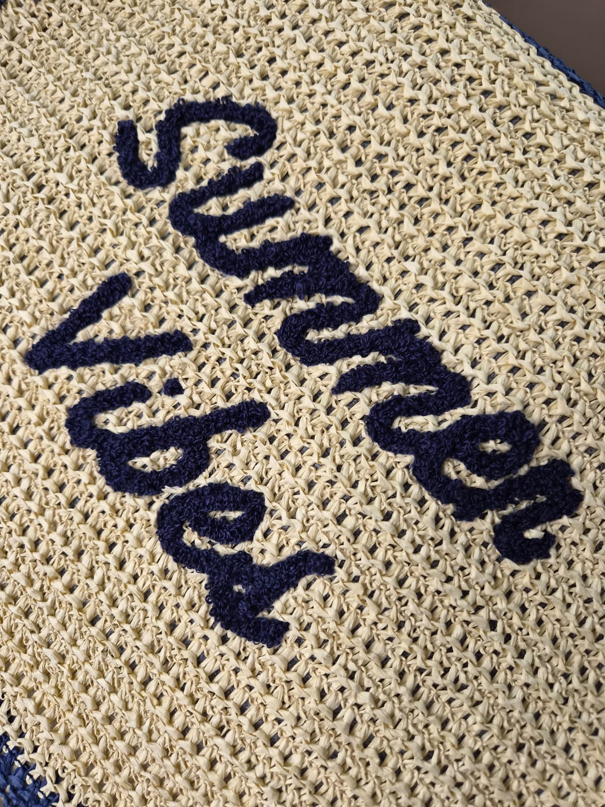 SUMMER VIBES STRAW BEACH BAG - NAVY