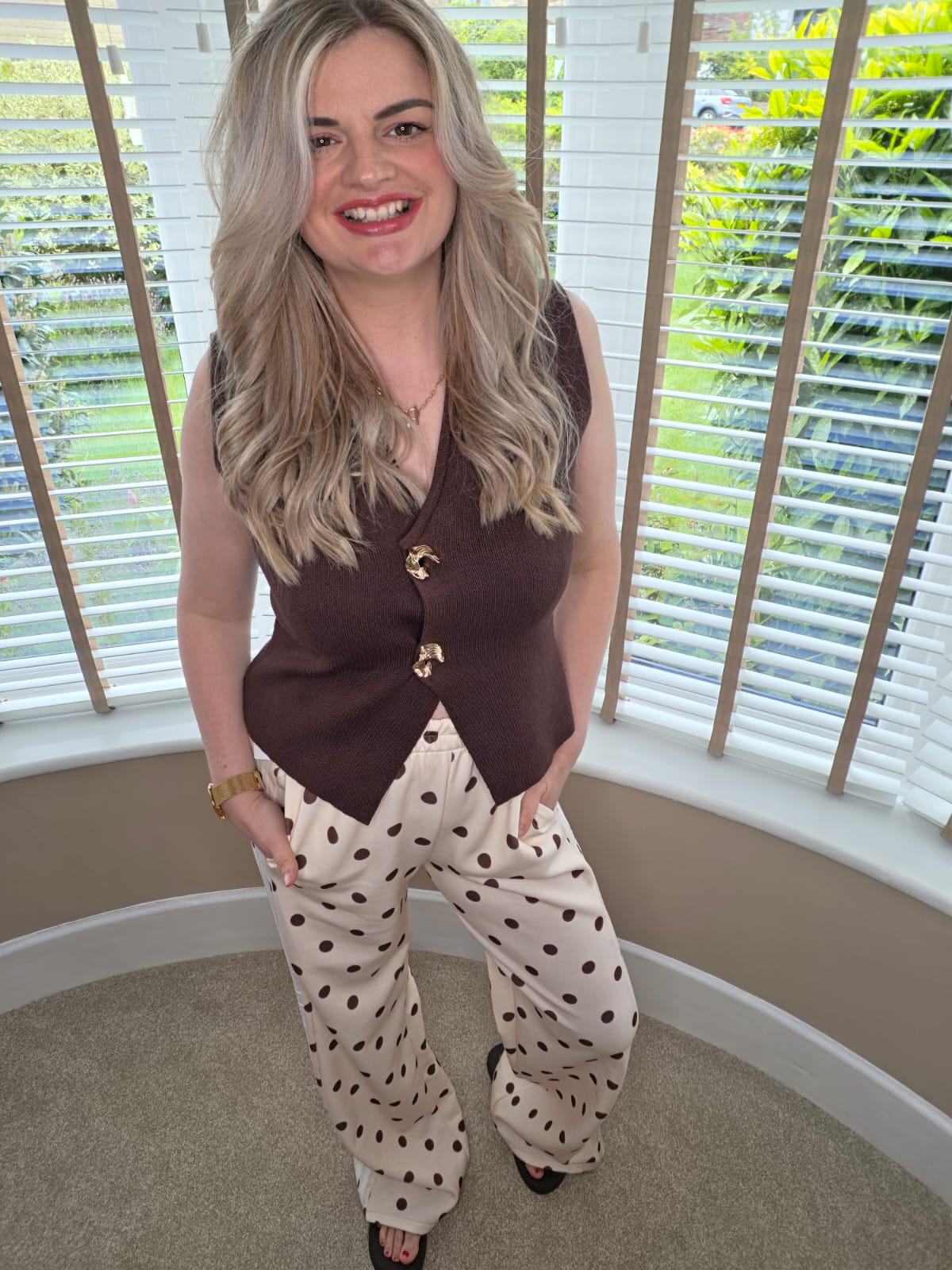 BONNIE BROWN GOLD BUTTON TOP