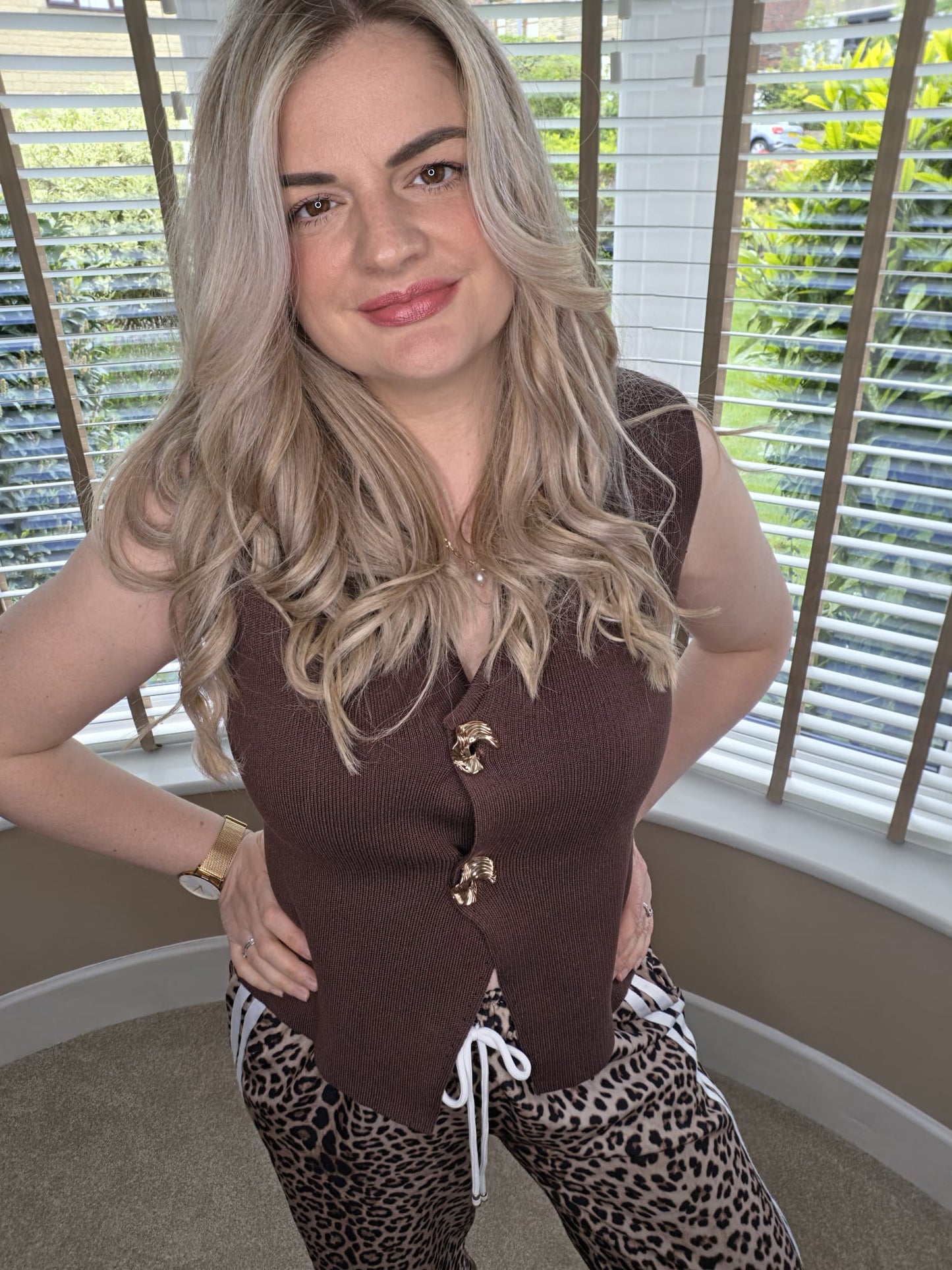 BONNIE BROWN GOLD BUTTON TOP