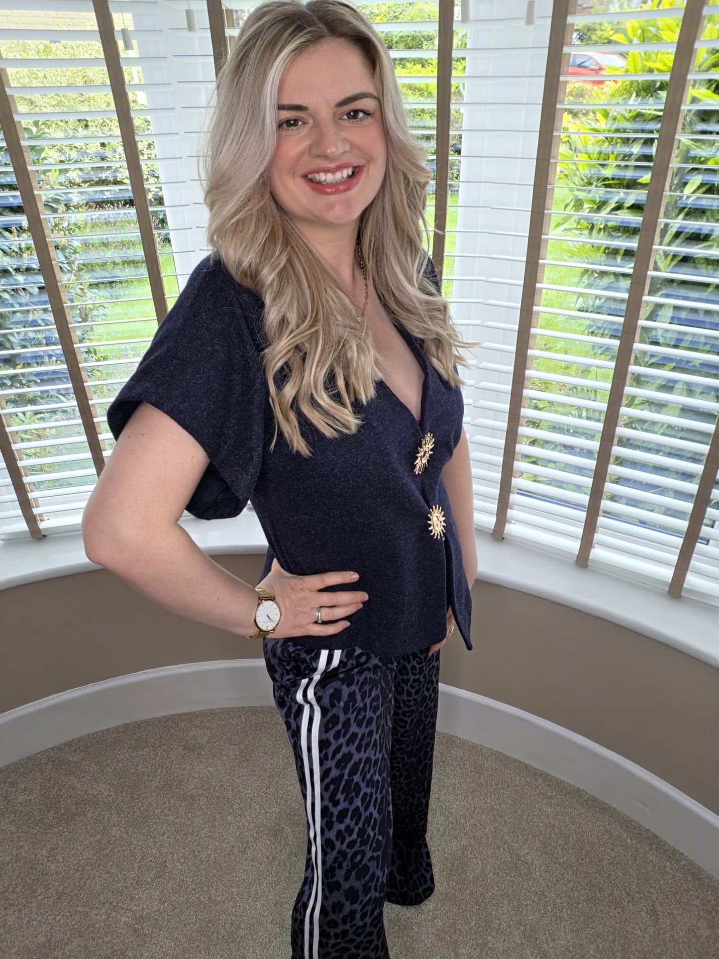 ANNA LOOSE FIT LEOPARD PANTS - BLACK