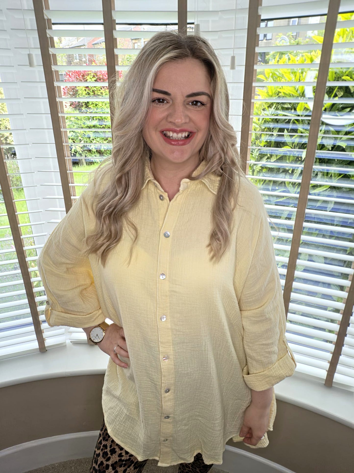 SANDY LEMON OVER SIZED CRINKLE SHIRT