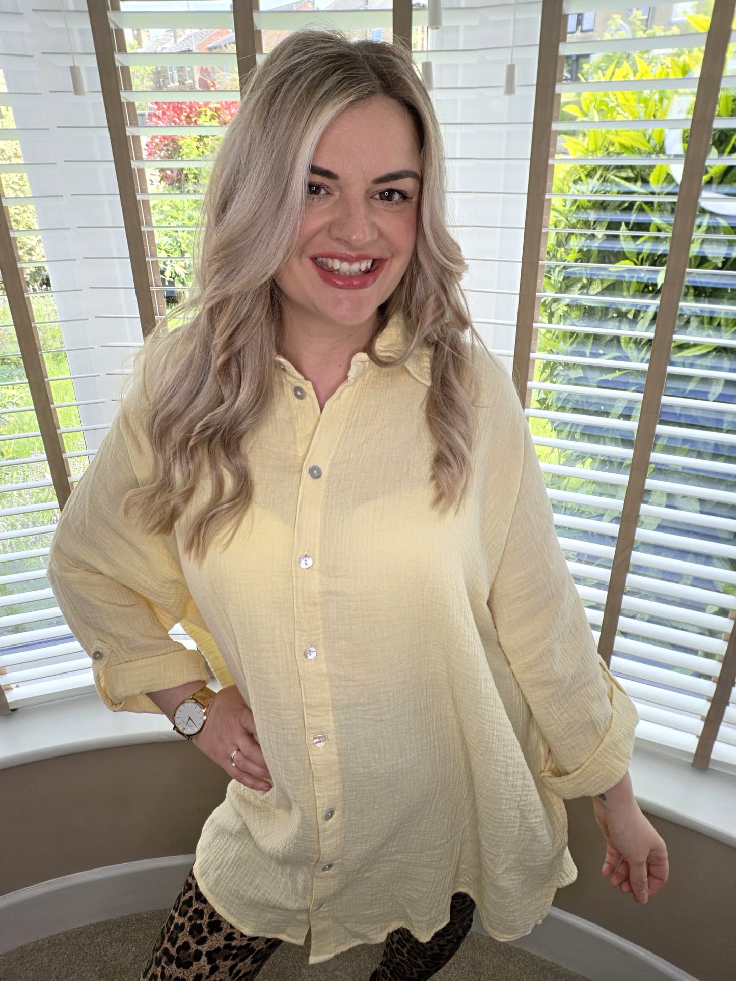 SANDY LEMON OVER SIZED CRINKLE SHIRT