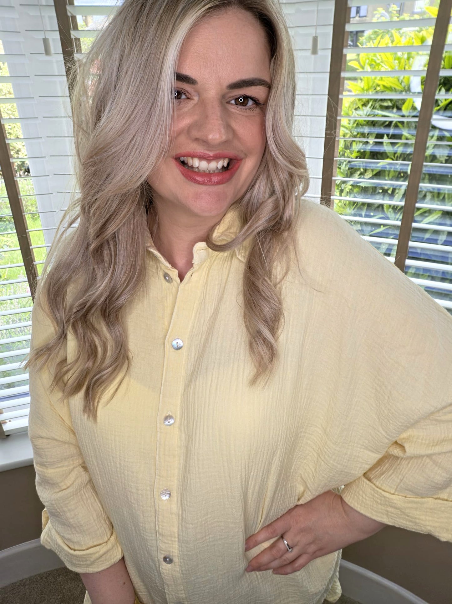 SANDY LEMON OVER SIZED CRINKLE SHIRT