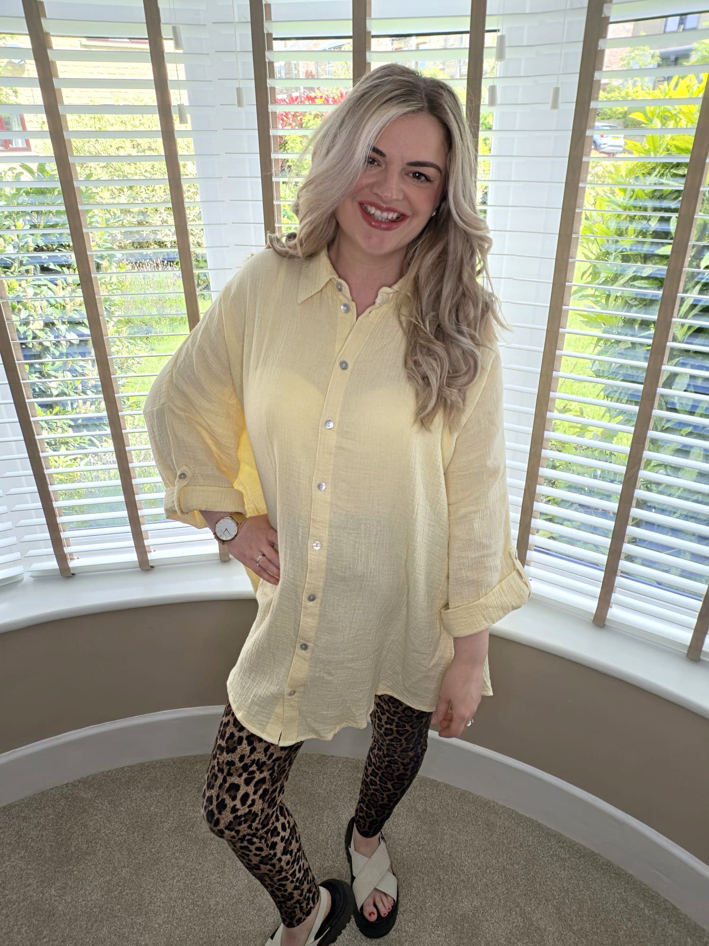 SANDY LEMON OVER SIZED CRINKLE SHIRT