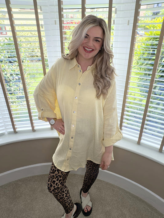 SANDY LEMON OVER SIZED CRINKLE SHIRT