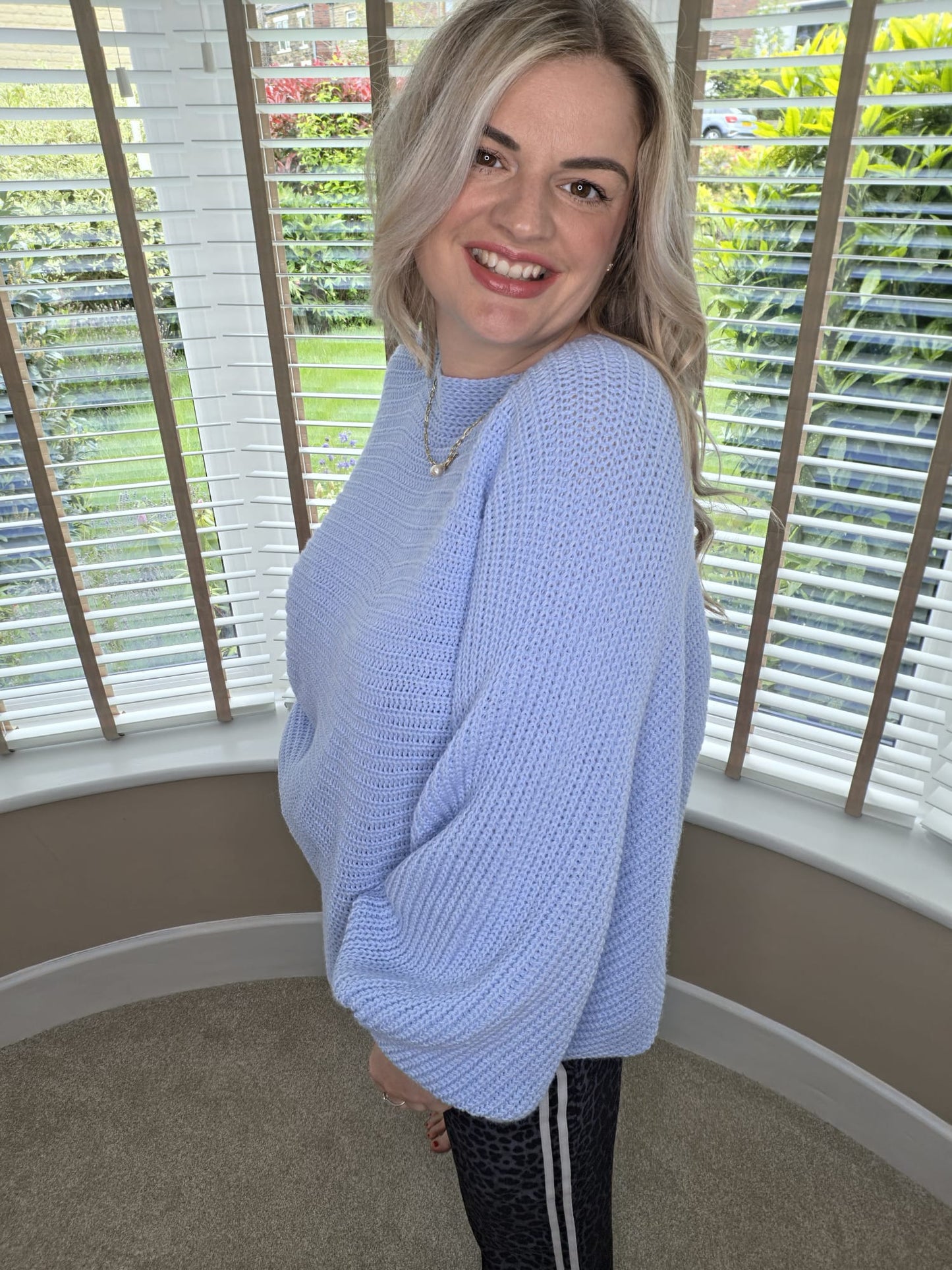 AMELIE BACK BOW BATWING JUMPER - POWDER BLUE