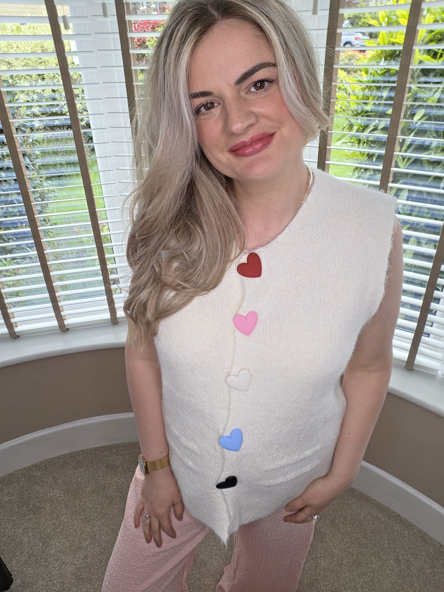 VALENTINA HEART DETAIL FLUFFY WAISTCOAT TOP