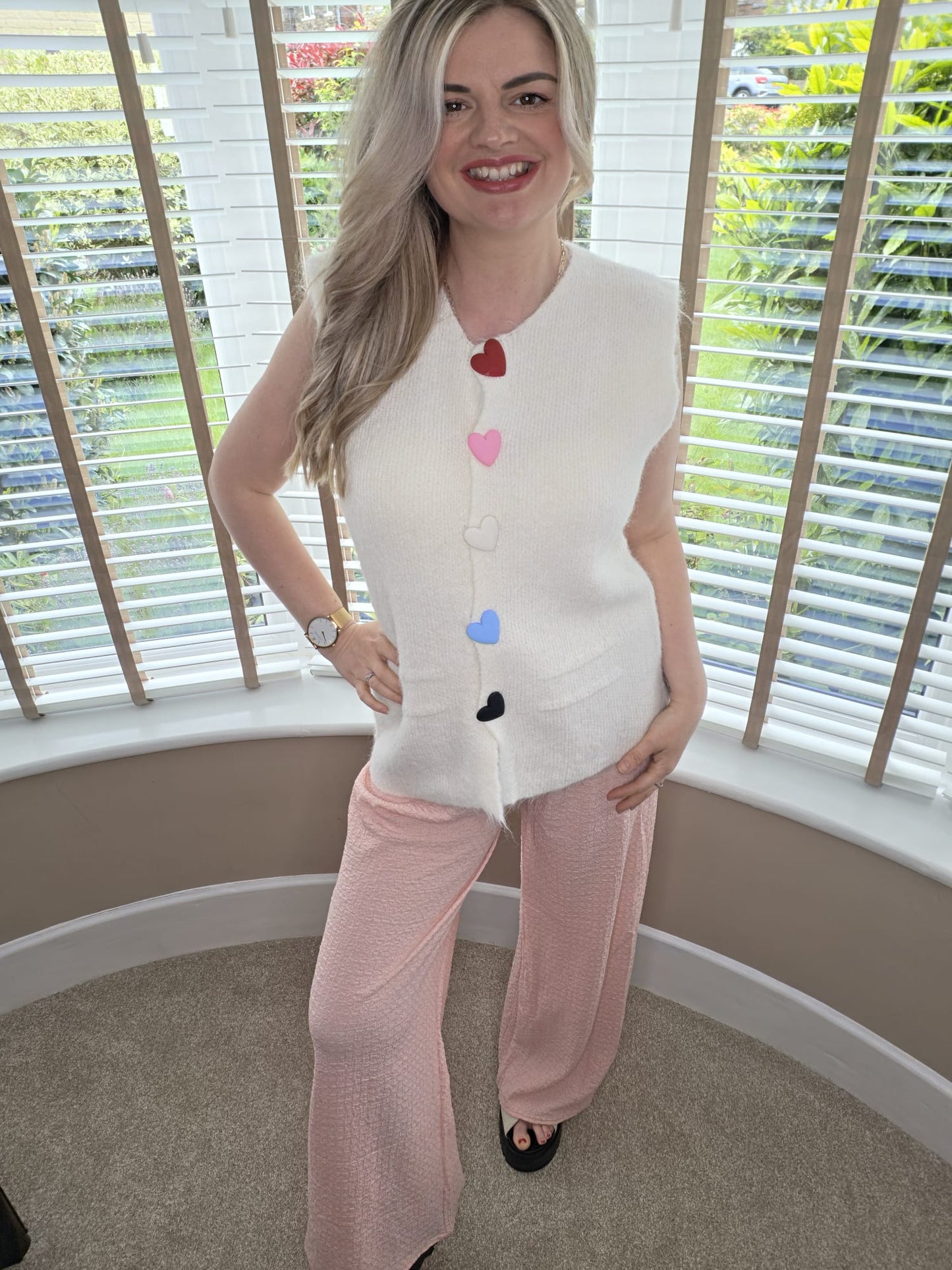 VALENTINA HEART DETAIL FLUFFY WAISTCOAT TOP