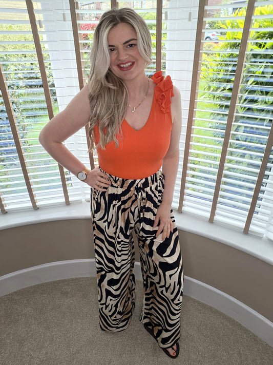ZEBRA WIDE LEG SUMMER PANTS