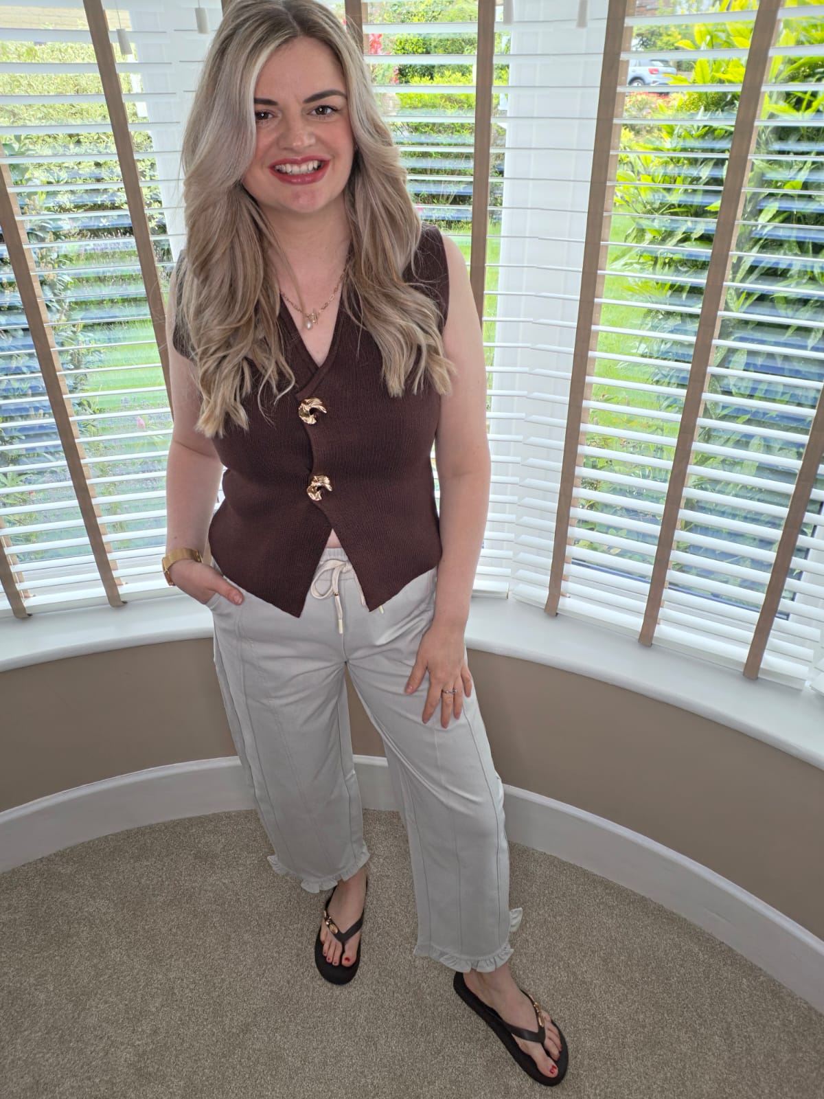 CAPRICE RUFFLE HEM SEAM TROUSERS