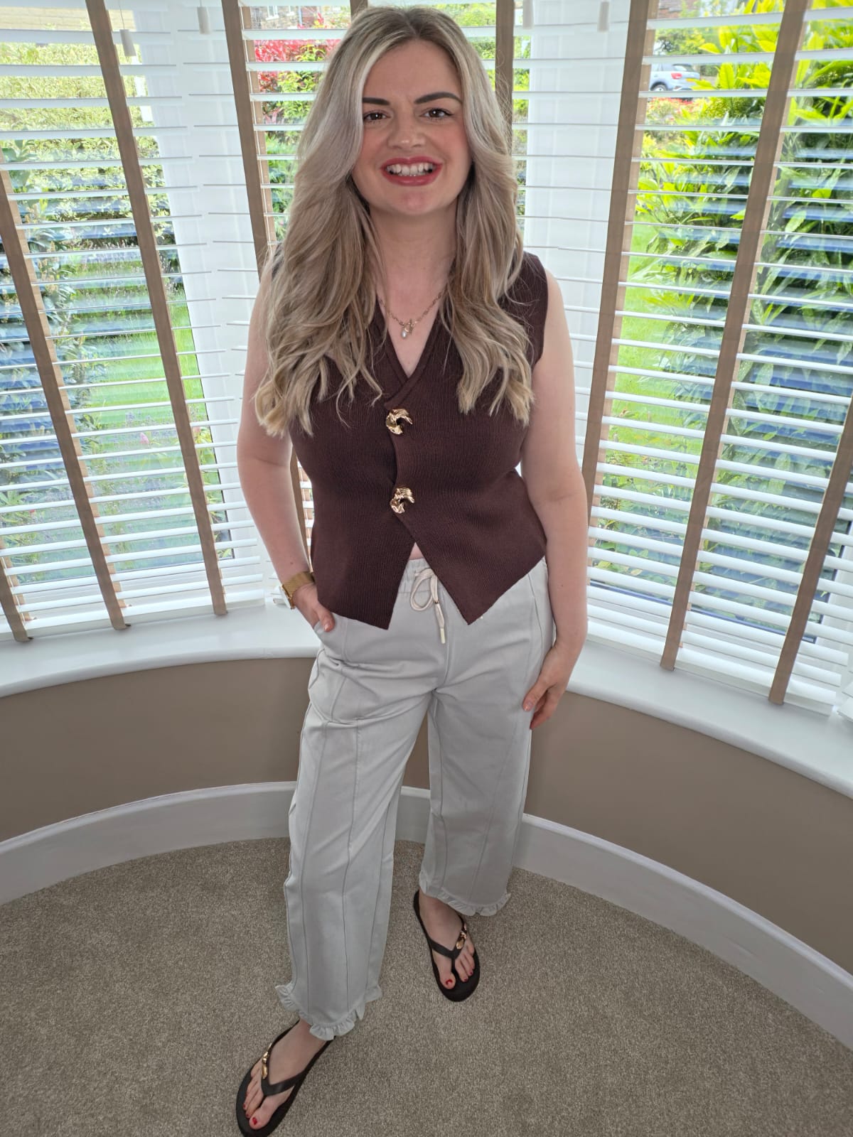 CAPRICE RUFFLE HEM SEAM TROUSERS