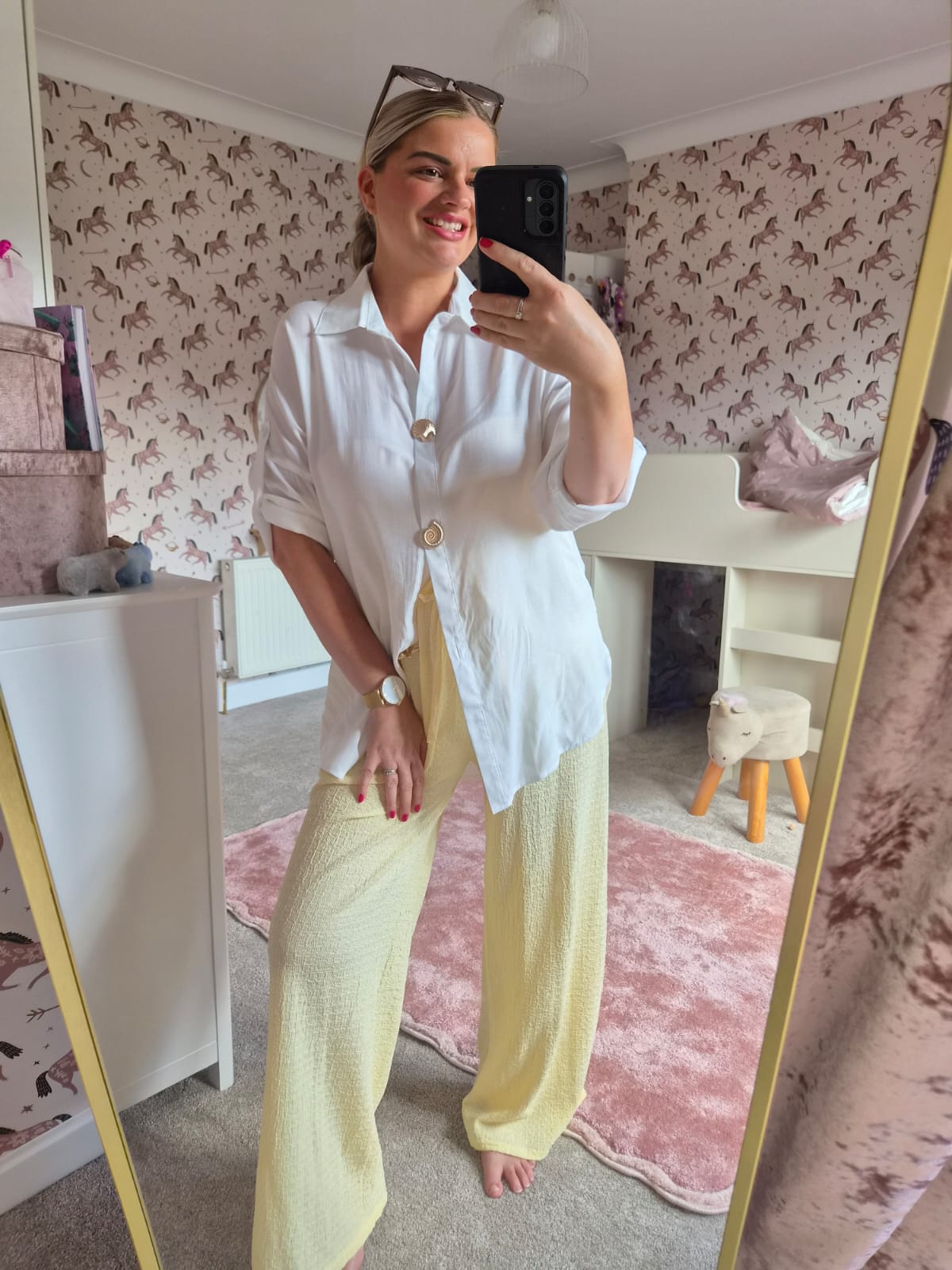 ALI CRINKLE LOOSE SUMMER PANTS - LEMON