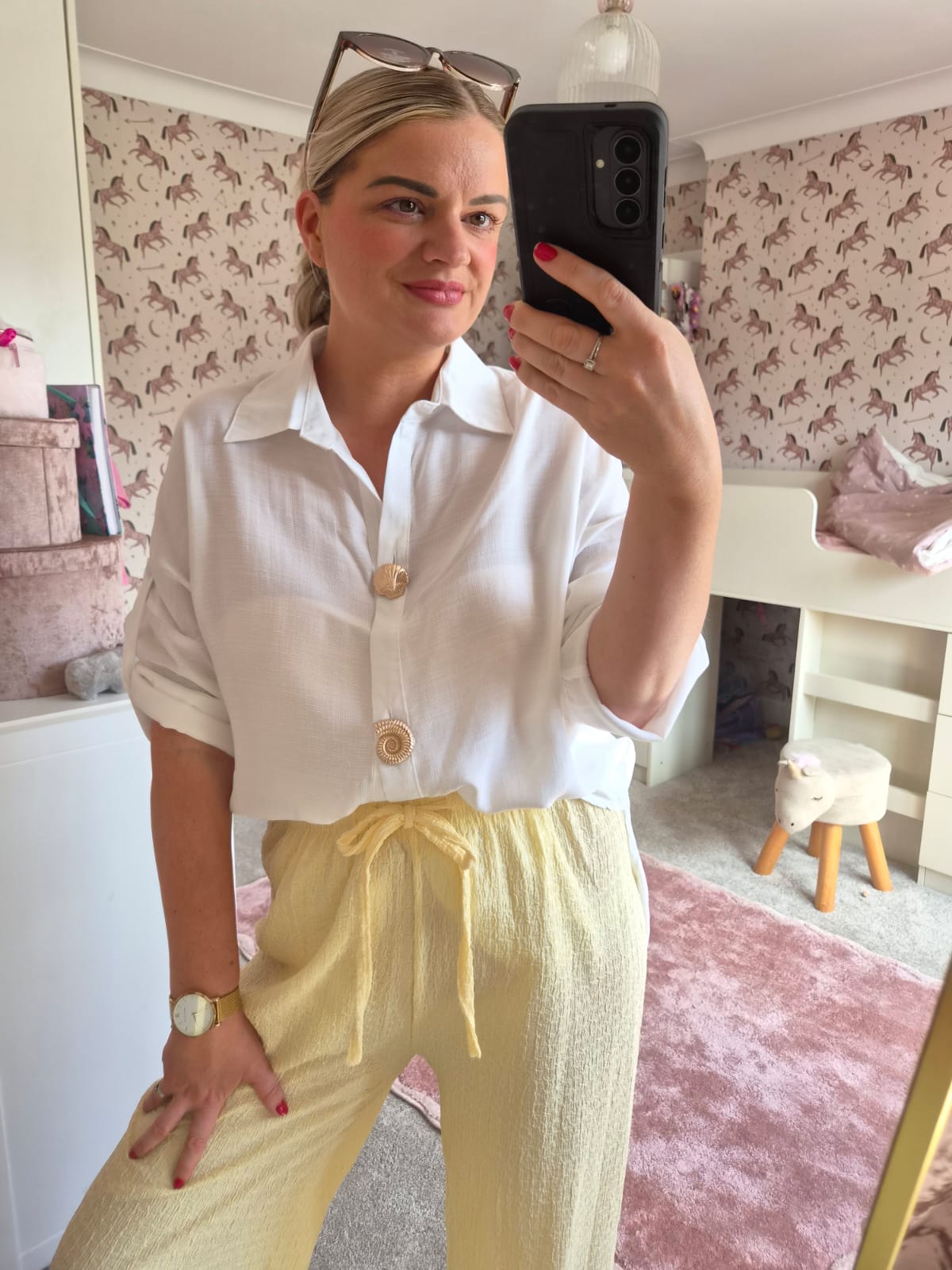 ALI CRINKLE LOOSE SUMMER PANTS - LEMON