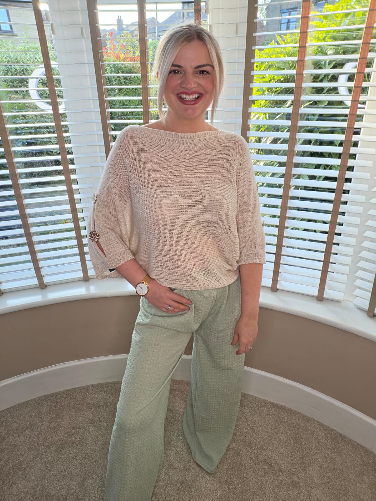 ALI CRINKLE LOOSE SUMMER PANTS - APPLE GREEN