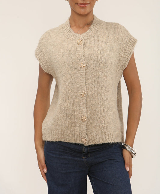 CLELIA STARFISH GOLD BUTTON FLUFFY WAISTCOAT