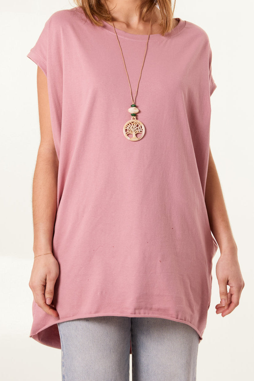ROSE OVERSIZED T SHIRT (WITH NECKLACE)
