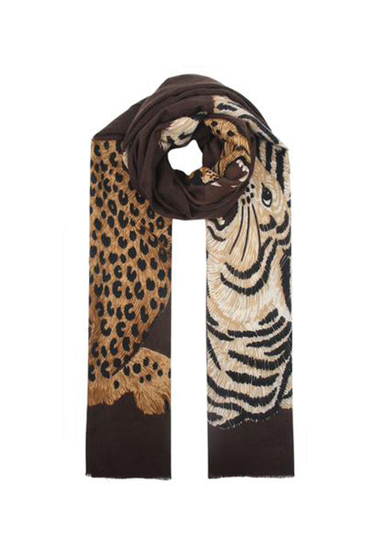 TASHA LEOPARD SHAWL - CHOCOLATE